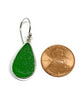Emerald Green Sea Glass Open Back Drop Earrings