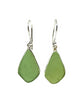 Olive Green Sea Glass Open Back Drop Earrings