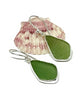 Olive Green Sea Glass Open Back Drop Earrings