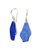 Textured Blue Sea Glass Open Back Drop Earrings