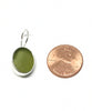 Olive Oval Sea Glass Single Drop Earrings