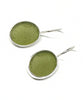 Olive Oval Sea Glass Single Drop Earrings