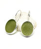 Olive Oval Sea Glass Single Drop Earrings