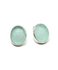 Oval Aqua Sea Glass Post Earrings