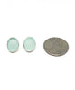 Oval Aqua Sea Glass Post Earrings