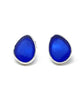 Cobalt Sea Glass Natural Shape Post Earrings