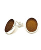 Brown Oval Sea Glass Post Earrings