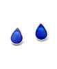 Cobalt Sea Glass Teardrop Post Earrings
