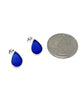Cobalt Sea Glass Teardrop Post Earrings