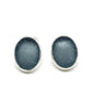 Dark Gray Oval Sea Glass Post Earrings