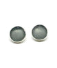 Gray Round Sea Glass Post Earrings