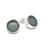 Gray Round Sea Glass Post Earrings