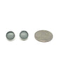 Gray Round Sea Glass Post Earrings