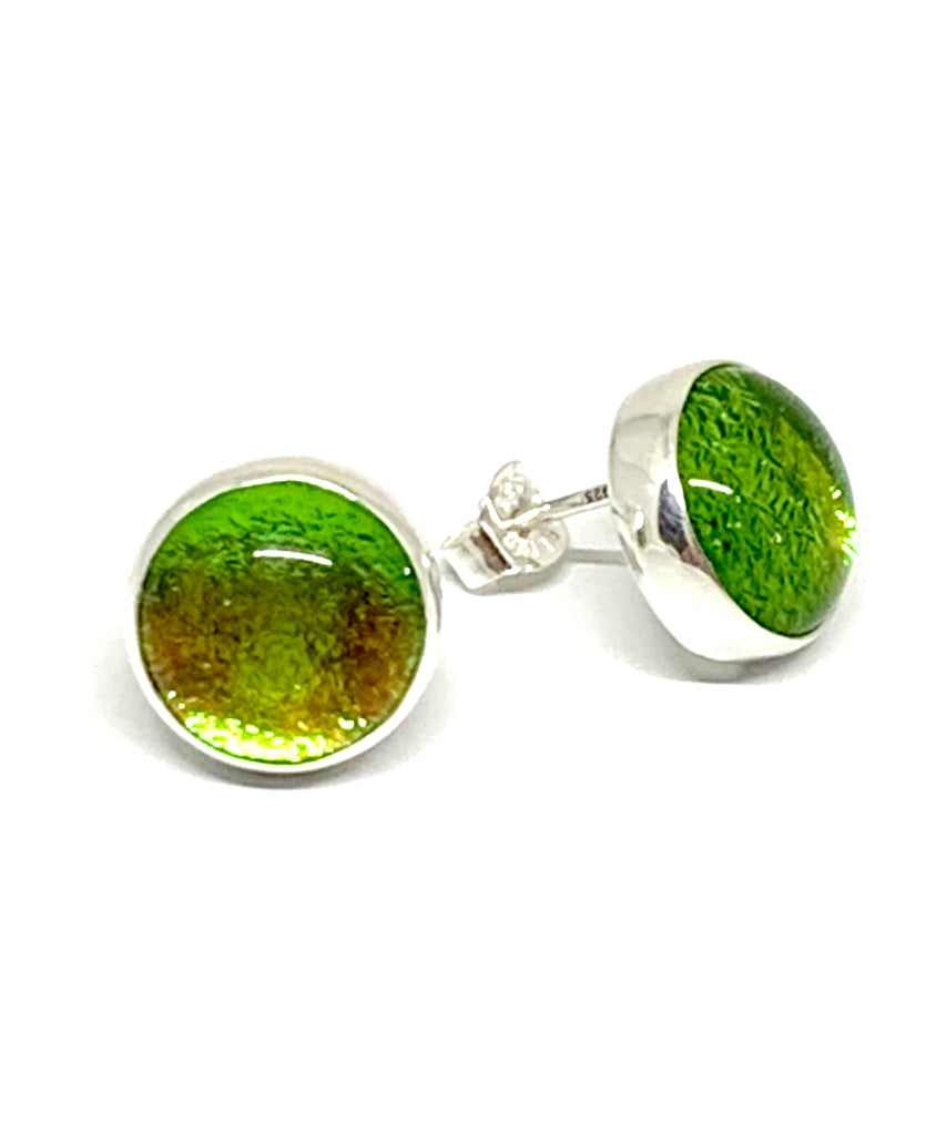 Sparkly Green Glass Post Earrings