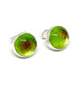 Sparkly Green Glass Post Earrings