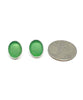 Oval Green Sea Glass Post Earrings