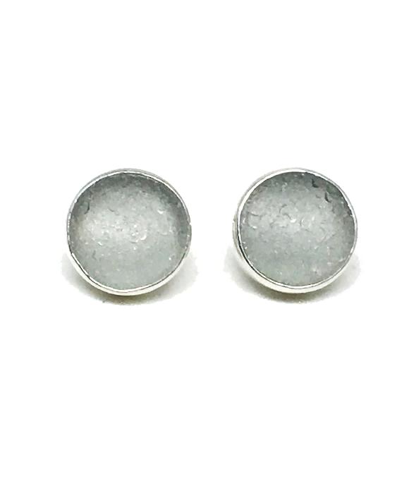 Light Gray Round Sea Glass Post Earrings