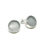Light Gray Round Sea Glass Post Earrings