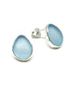 Light Blue Sea Glass Natural Shape Post Earrings