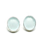Palest Blue Oval Sea Glass Post Earrings
