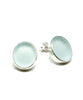 Palest Blue Oval Sea Glass Post Earrings