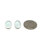 Palest Blue Oval Sea Glass Post Earrings