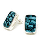 Turquoise & Black Patterned Fused Glass Post Earrings