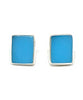 Opaque Turquoise Stained Glass Rectangle Shaped Post Earrings