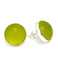 Chartreuse Green Sea Glass Marble  Post Earrings