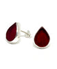 Dark Red Teardrop Stained Glass Post Earrings