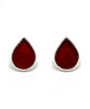 Dark Red Teardrop Stained Glass Post Earrings