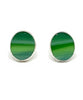 Green Stained Glass Oval Shaped Post Earrings