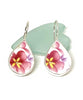 Pink & Yellow Flower Vintage Pottery Single Tear Drop Earrings