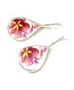 Pink & Yellow Flower Vintage Pottery Single Tear Drop Earrings