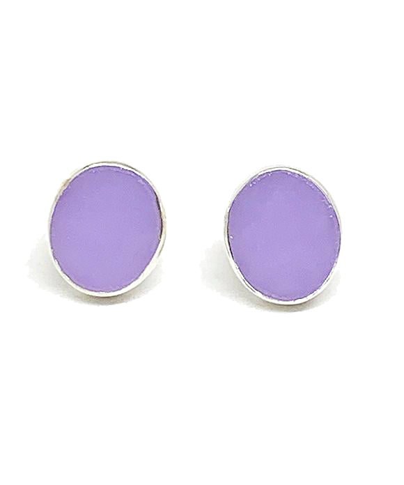 Lavender Oval Stained Glass Post Earrings