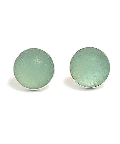 Light Coke Bottle Blue Sea Glass Marble  Post Earrings