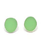 Mint Green Stained Glass Oval Shaped Post Earrings