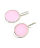 Pink Stained Glass Oval Shaped Single Drop Earrings