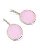 Pink Stained Glass Oval Shaped Single Drop Earrings