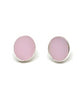 Pink Oval Stained Glass Post Earrings