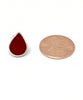 Dark Opaque Red Teardrop Stained Glass Post Earrings