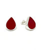 Dark Opaque Red Teardrop Stained Glass Post Earrings