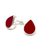 Dark Opaque Red Teardrop Stained Glass Post Earrings