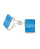 Turquoise Stained Glass Rectangle Shaped Post Earrings