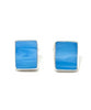 Turquoise Stained Glass Rectangle Shaped Post Earrings