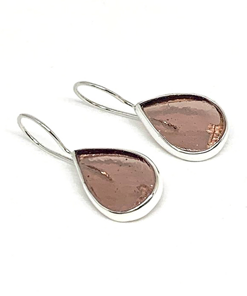 Clear Dusty Purple Teardrop Stained Glass Single Drop Earrings