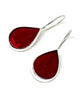 Clear Dark Red Teardrop Stained Glass Single Drop Earrings