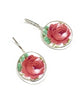 Red Flower Vintage Pottery Single Drop Earrings