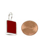 Dark Opaque Red Stained Glass Rectangle Shaped Single Drop Earrings