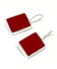 Dark Opaque Red Stained Glass Rectangle Shaped Single Drop Earrings